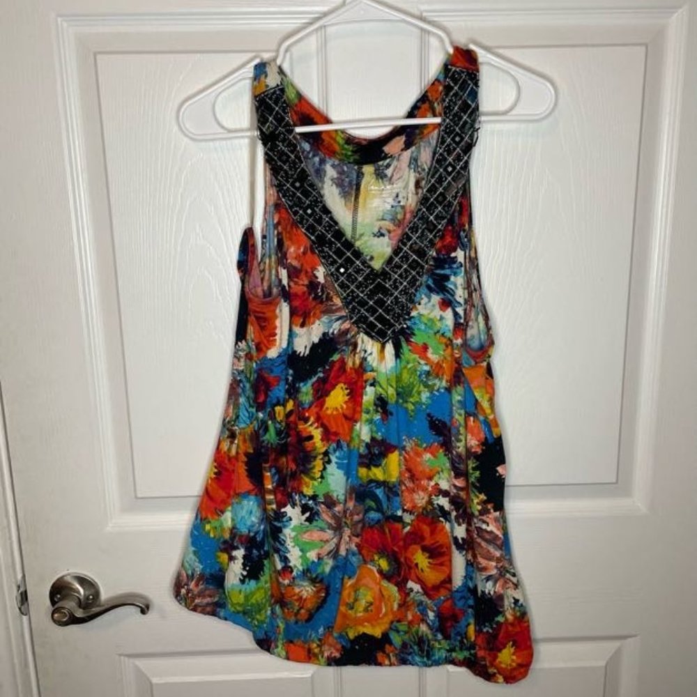 Lane Bryant Watercolor Tank with Jewels